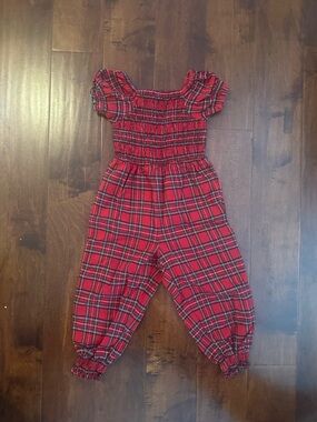 Sweet Honey Red Plaid Smocked Romper